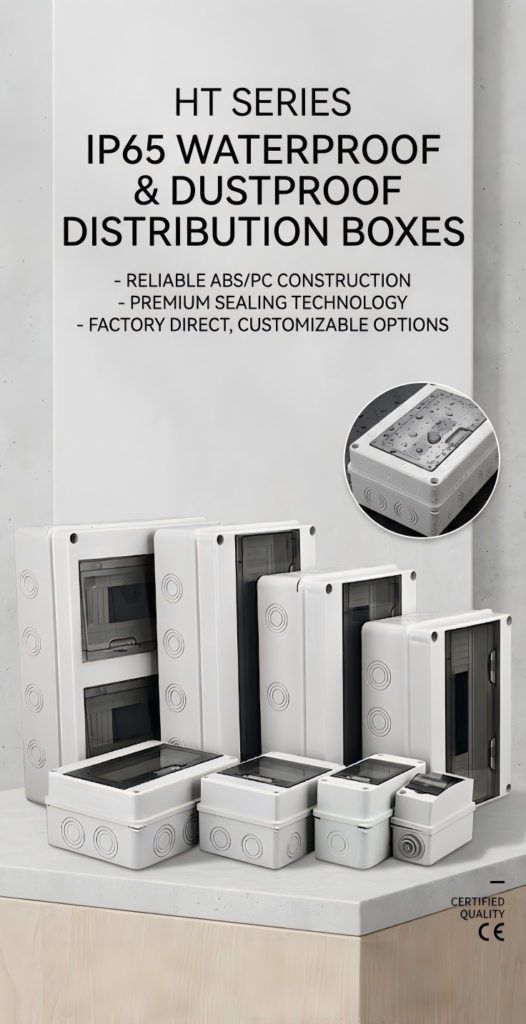 IP65 Waterproof Electrical Distribution Box HT Series for Solar EV Outdoor Use