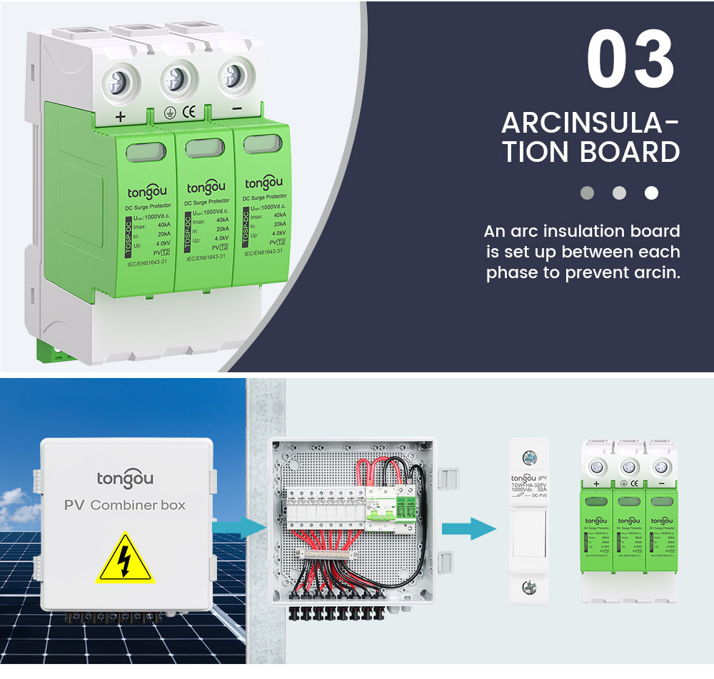 1000V DC Surge Protective Device SPD for Solar PV Photovoltaic System Integration