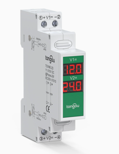Voltgrid DIN Rail DC Voltmeter 11V-310V Multi Channel LED Battery Monitor
