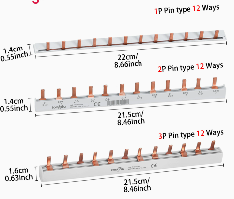 Voltgrid Premium Copper Busbar Pin Type 1P 2P 3P 4P Comb for DIN Rail Circuit Breaker Panel