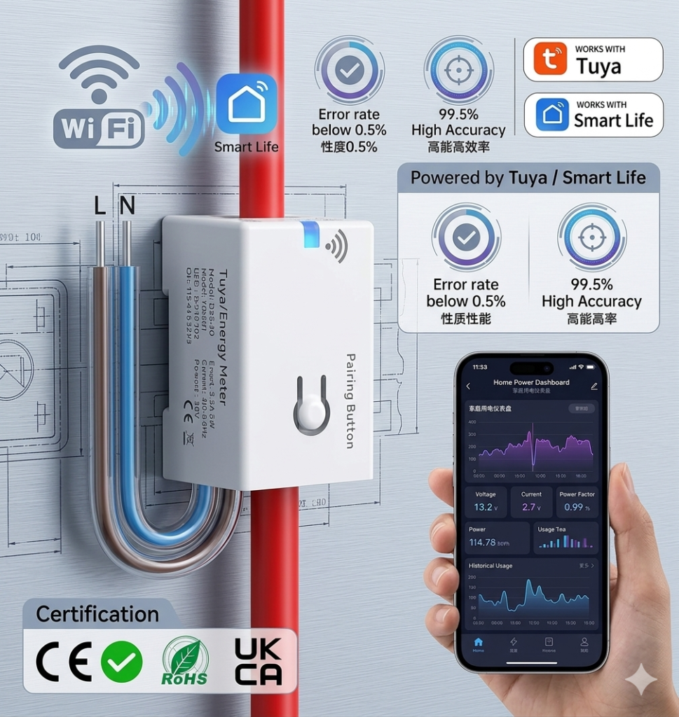 Smart WiFi Mutual Inductive Energy Meter for Home Solar and Power Monitoring