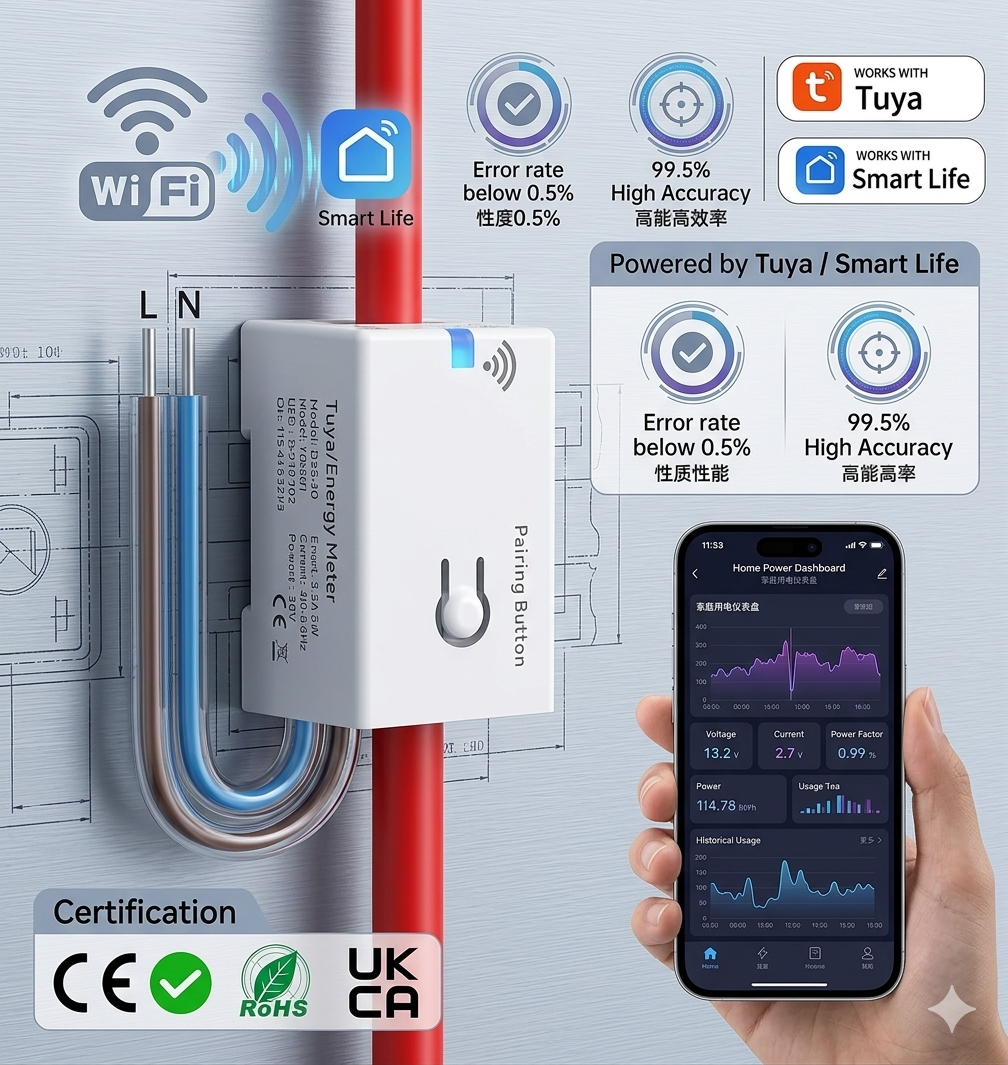 Smart WiFi Mutual Inductive Energy Meter for Home Solar and Power Monitoring