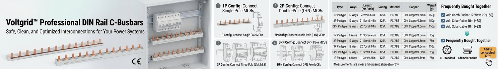 Voltgrid™ Premium Pin-Type Copper Busbar for DIN Rail Circuit Breakers (1P/2P/3P/4P) - Image 6