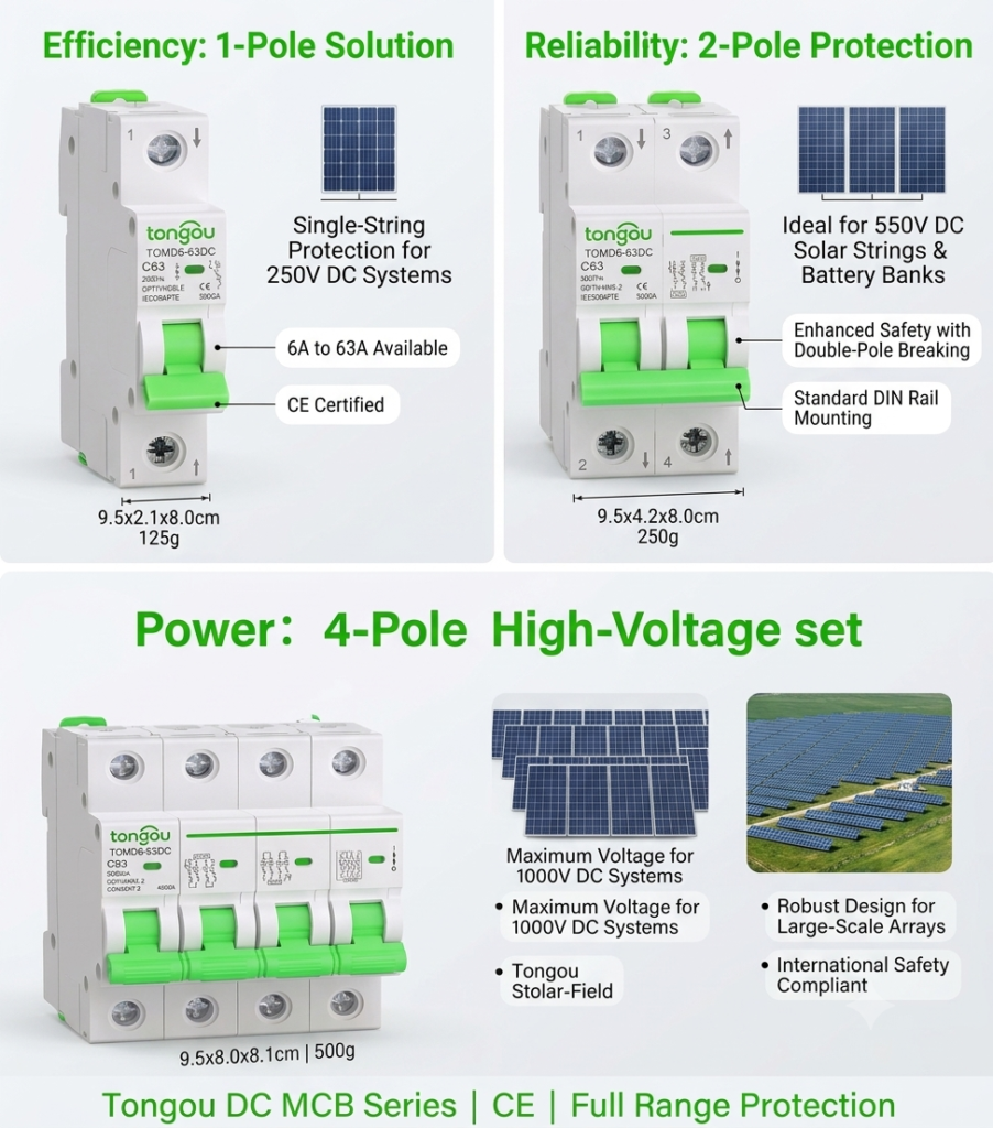 Voltgrid DC Miniature Circuit Breaker Premium Series 1P 2P 4P