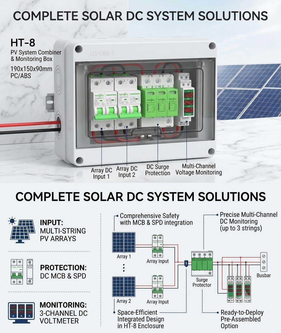 Voltgrid DIN Rail DC Voltmeter 11V-310V Multi Channel LED Battery Monitor