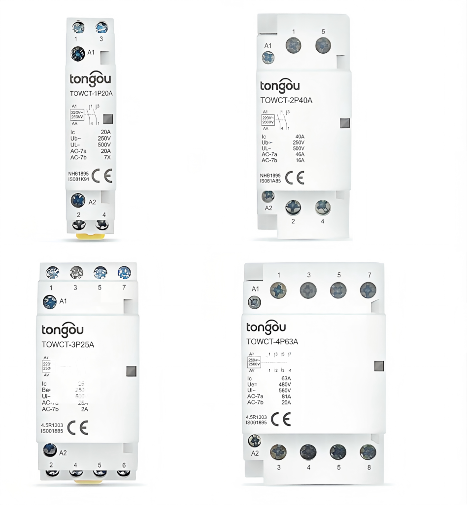 Voltgrid TOWCT Modular AC Contactor 2P 4P | 16A 25A 40A 63A Household Din Rail Contactor with 230V Coil