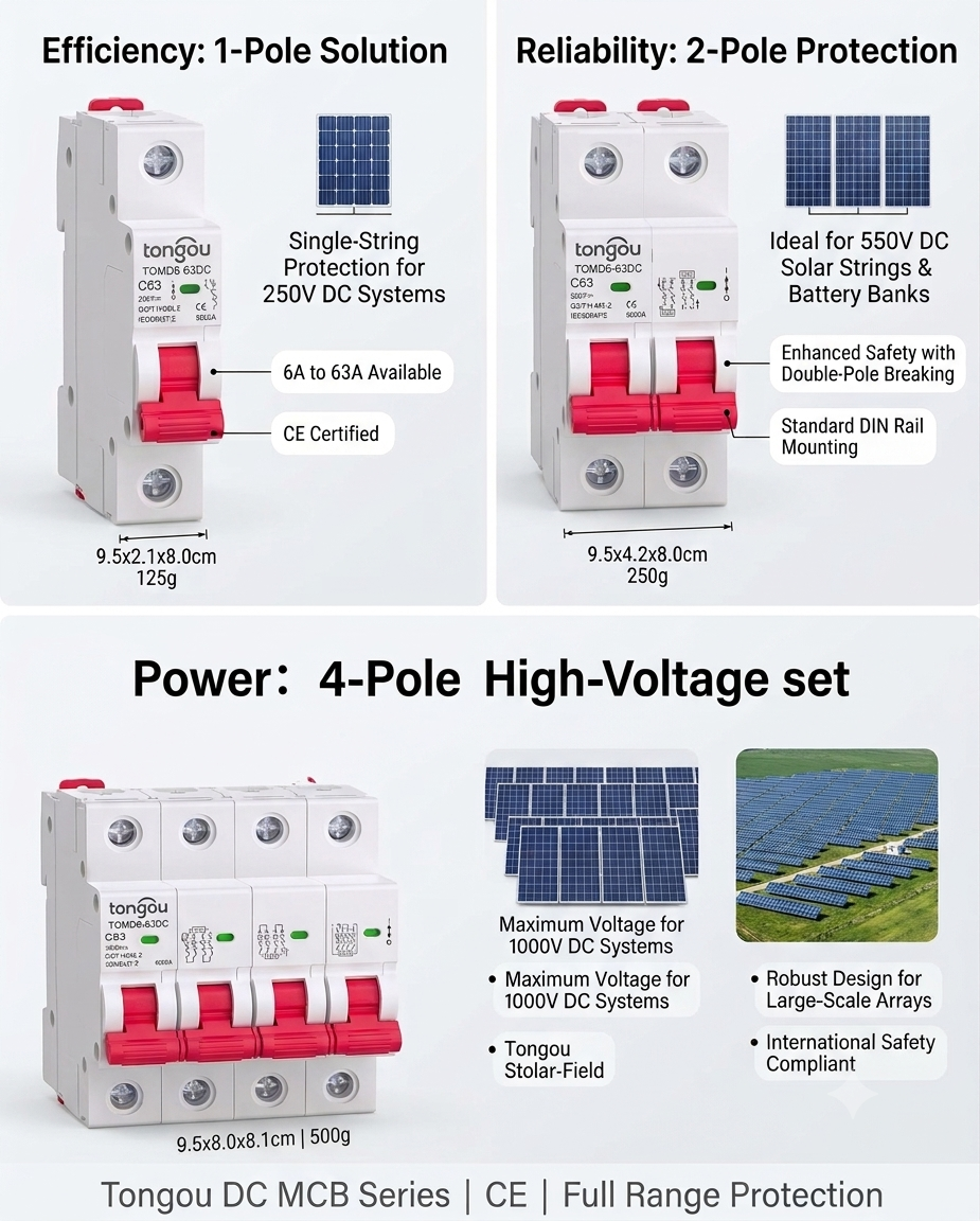 Voltgrid DC Miniature Circuit Breaker Premium Series 1P 2P 4P